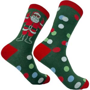 Crazy Dog T-Shirts Sarcastic Womens Christmas Socks with Funny Designs Sassy Footware for The Holidays(Santa Bird)