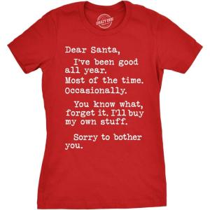 Womens Dear Santa I’ll Buy My Own Stuff T Shirt Funny Tee for Ladies(Red)