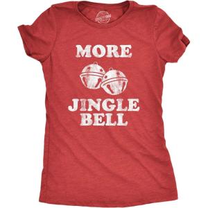 Womens More Jingle Bells T Shirt Funny Christmas Party Hilarious T-Shirt(Heather Red)