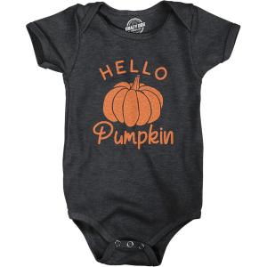 Crazy Dog T-Shirts Hello Pumpkin Baby Bodysuit Funny Newborn Halloween Fall Autumn Lover Jumper