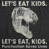 Youth Lets Eat Kids Punctuation Saves Lives T Shirt Funny Dinosaur Grammar Police Graphic Tee(Heather Black)