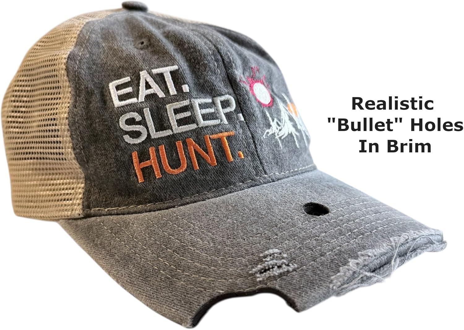 imageFunny Hunting Hats Adjustable Baseball Caps with Sarcastic Jokes for Hunters Campers and HikersTrucker Black Eat Sleep Hunt