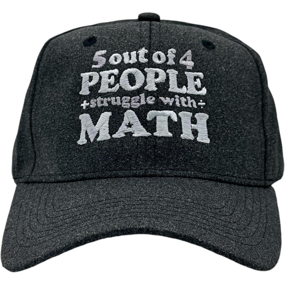 image5 Out of 4 People Struggle with Math Hat Funny Sarcastic Novelty Cap Funny Hats Sarcastic Cool Nerd Novelty Caps for Men Black 5 Standard