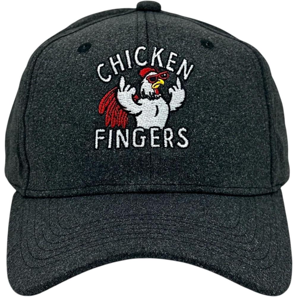 imageFunny Chicken Fingers Hat Sarcastic Rooster Embroidered Cap Humor Animal Graphic Dad Hat for Men Casual Adjustable Novelty Baseball Cap with Funny Design