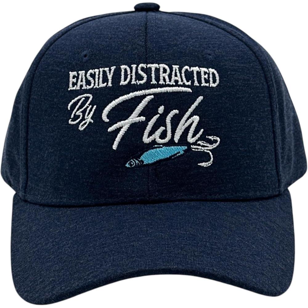 imageFunny Fishing Hats Sarcastic Caps with Cool Designs for FishersNavy Easily Distracted Fish