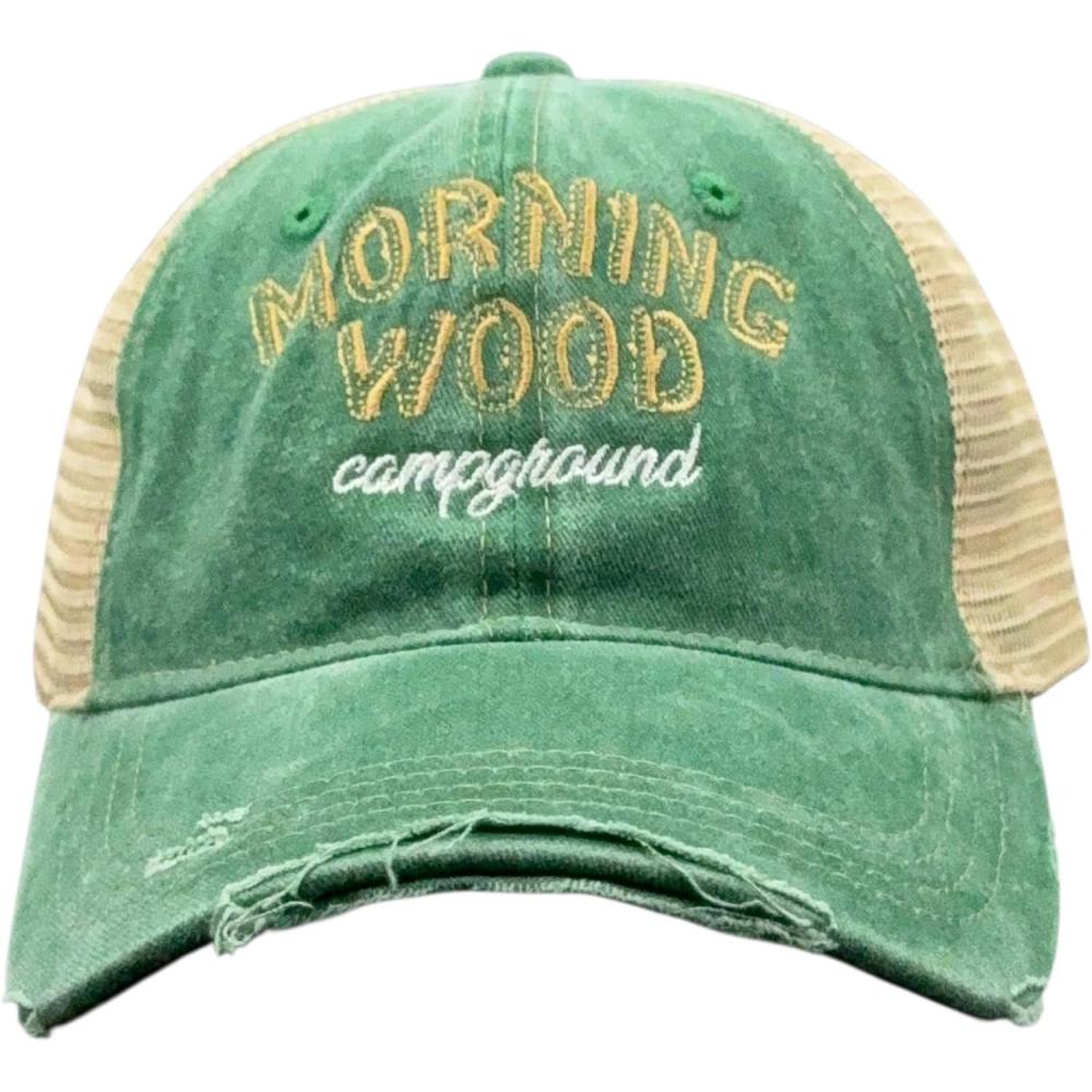 imageFunny Hunting Hats Adjustable Baseball Caps with Sarcastic Jokes for Hunters Campers and HikersTrucker Green Morning Wood