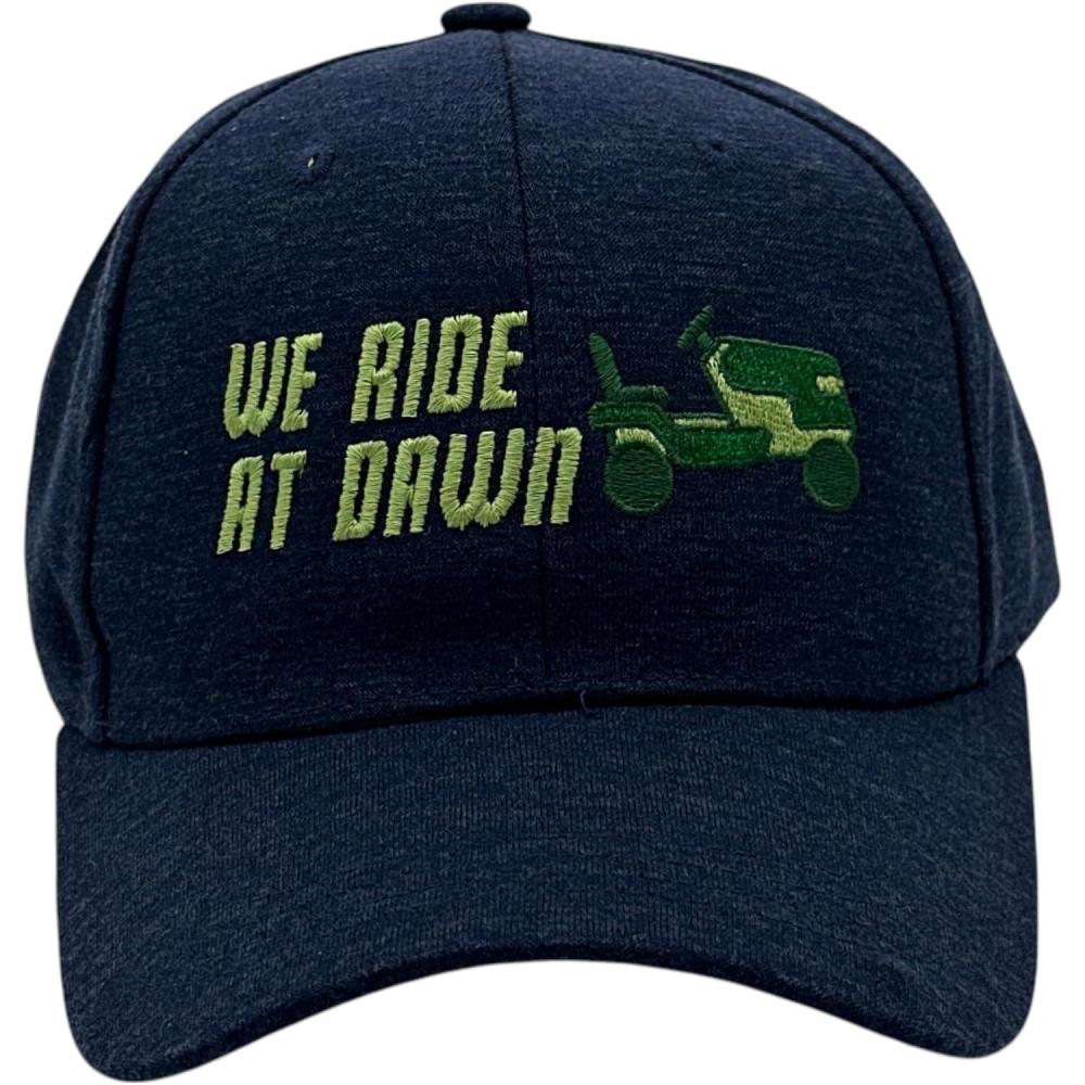 imageFunny Lawn Care Hat We Ride at Dawn Embroidered Lawn Mower Cap Adjustable Navy Gardening Hat for Men Sarcastic Outdoor Yard Work Humor Cap Novelty Gift for Gardeners and Mowing Enthusiasts
