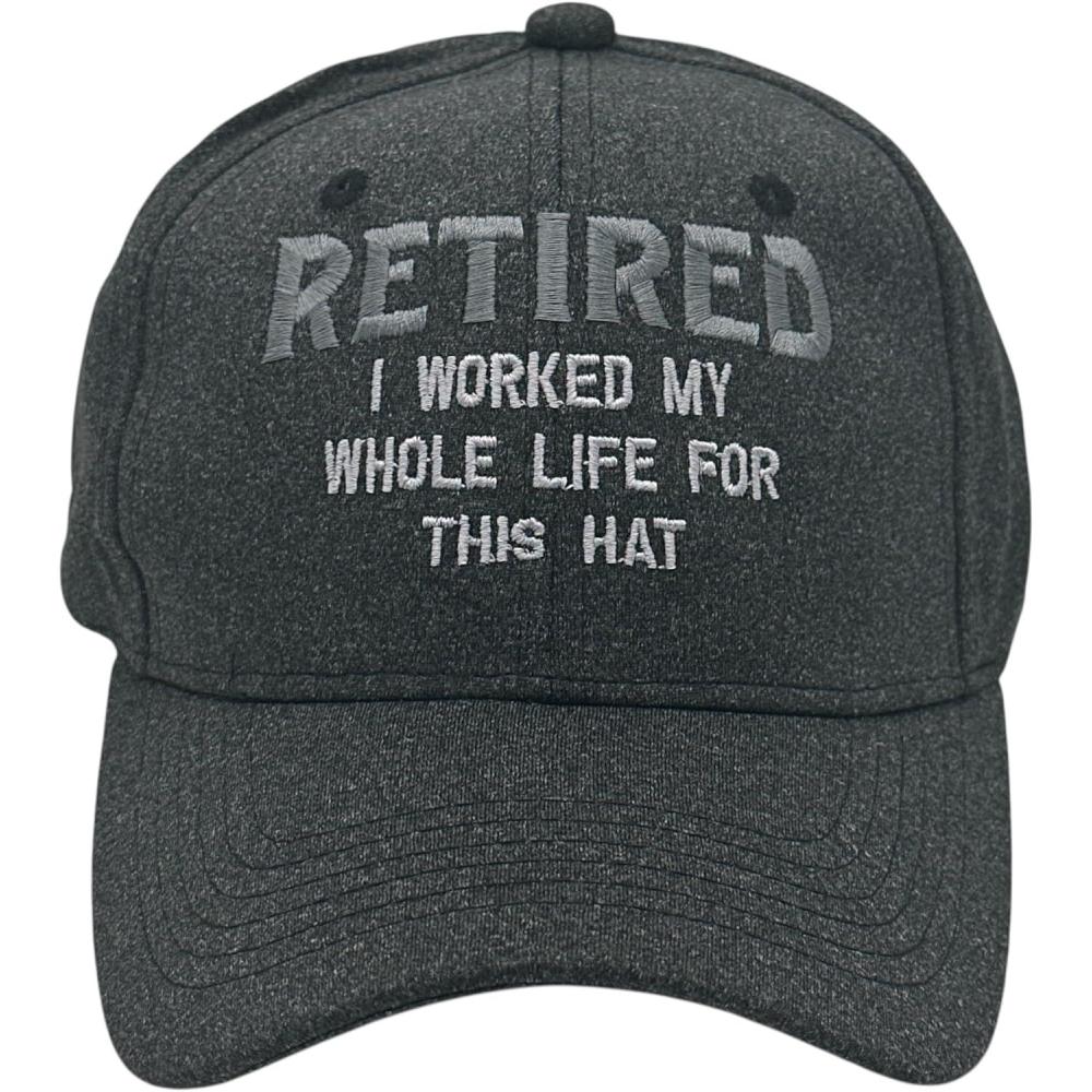 imageFunny Retirement Hat Retired I Worked My Whole Life for This Hat Embroidered Cap Black Adjustable Cotton Baseball Cap for Men Sarcastic Novelty Headgear for Retired Dads and Gandpas
