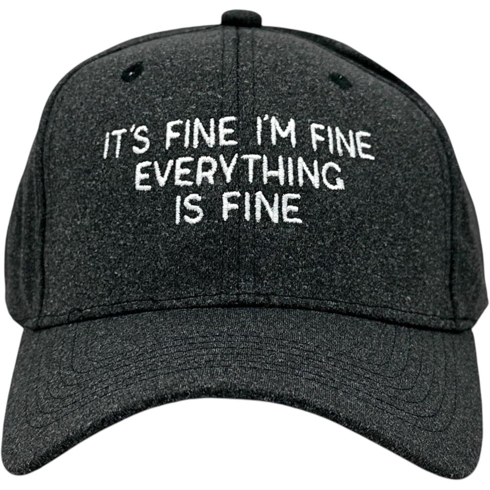 imageFunny Sarcastic Quote Hat Im Fine Everythings Fine Embroidered White Lettering Cap Adjustable Cotton Baseball Hat for Men and Women Novelty Humor Cap for Everyday Casual Wear