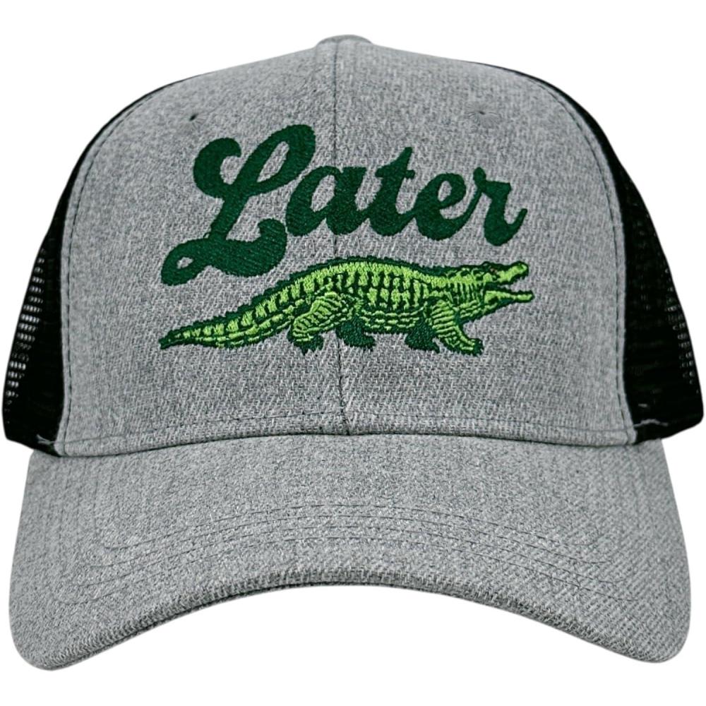 imageLater Alligator Hat Funny Sarcastic Gator Graphic Novelty CapBlack Grey Trucker Later Gator