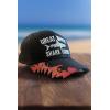 Funny Hat for Men – Great White Shark Tours Embroidered Graphic with Shark Bite Brim Detail – Mesh Back Novelty Trucker Cap for Comfortable Casual Ocean Themed Everyday Wear Standard