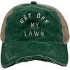 Funny Lawn Hat – Get Off My Lawn Embroidered Green Trucker Cap – Vintage-Style Adjustable Baseball Hat for Men – Sarcastic Gardening Humor Headwear for Dads and Outdoor Lovers – Novelty Yard Work Cap
