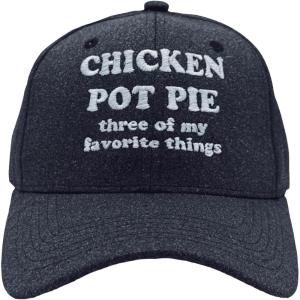 Chicken Pot Pie Three of My Favorite Things Hat Funny 420 Cap(Heather Black – Chicken Pot Pie)
