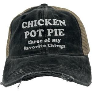 Chicken Pot Pie Three of My Favorite Things Hat Funny 420 Cap(Trucker Black – Chicken Pot Pie)
