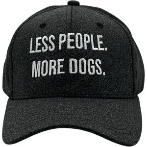 Funny Dog Hat – Less People More Dogs Embroidered Cap – Sarcastic Introvert Humor Hat for Dog Lovers – Adjustable Black Novelty Baseball Cap for Men and Women – Cool Pet Parent Gift