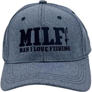 Funny Fishing Hats Sarcastic Caps with Cool Designs for Fishers(Blue – Milf Man I Love Fishing)