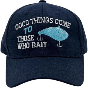 Funny Fishing Hats Sarcastic Caps with Cool Designs for Fishers(Navy – Good Things Bait)