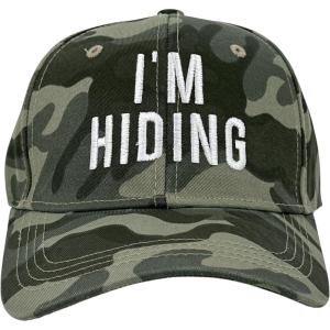 Funny Hunting Hats Adjustable Baseball Caps with Sarcastic Jokes for Hunters Campers and Hikers(Camo – Im Hiding)