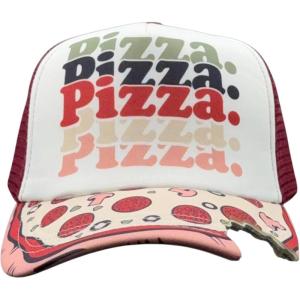 Funny Pizza Hat for Men – Pizza Bite Brim Graphic Cap with Food Themed Print – Mesh Back Novelty Trucker Hat for Comfortable Casual Everyday Wear and Playful Foodie Style Standard