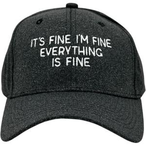 Funny Sarcastic Quote Hat – I’m Fine Everything’s Fine Embroidered White Lettering Cap – Adjustable Cotton Baseball Hat for Men and Women – Novelty Humor Cap for Everyday Casual Wear