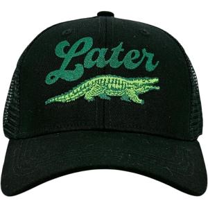 Later Alligator Hat Funny Sarcastic Gator Graphic Novelty Cap(Black – Later Gator)