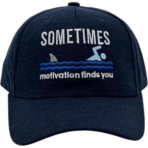 Sometimes Motivation Finds You Hat Funny Sarcastic Shark Graphic Novelty Cap(Navy – Motivation Finds You)