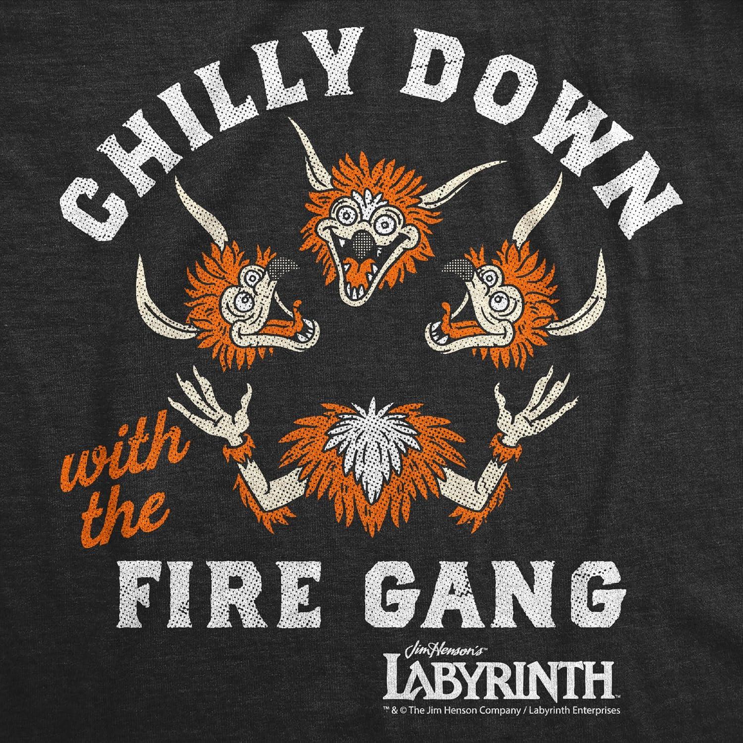 imageWomens Labyrinth T Shirts Cute and Funny Tees from Jim Hensons Labyrinth MovieHeather Black Chilly Fire Gang