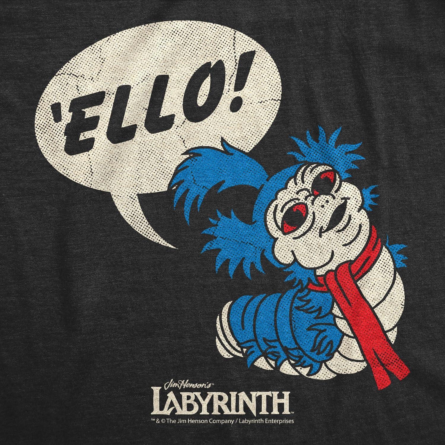 imageWomens Labyrinth T Shirts Cute and Funny Tees from Jim Hensons Labyrinth MovieHeather Black Ello Worm