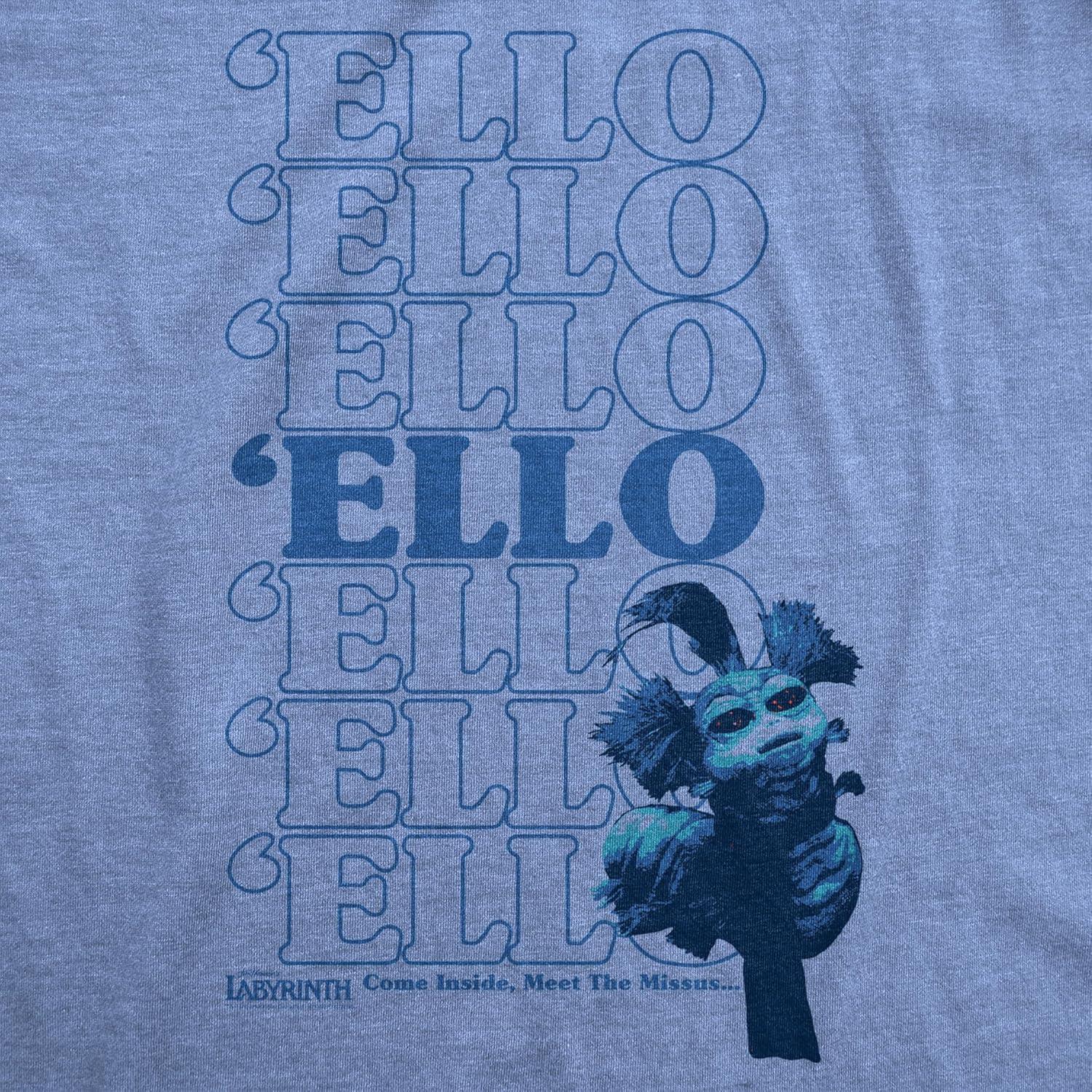 imageWomens Labyrinth T Shirts Cute and Funny Tees from Jim Hensons Labyrinth MovieLight Heather Blue Ello Repeated
