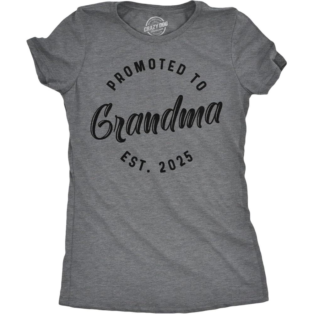 imageWomens Funny T Shirts Promoted to Grandma 2026 and 2025 Cute Family Tee for Ladies2025
