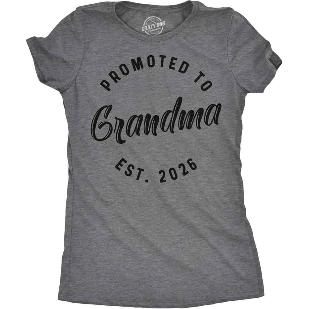imageWomens Funny T Shirts Promoted to Grandma 2026 and 2025 Cute Family Tee for Ladies2026
