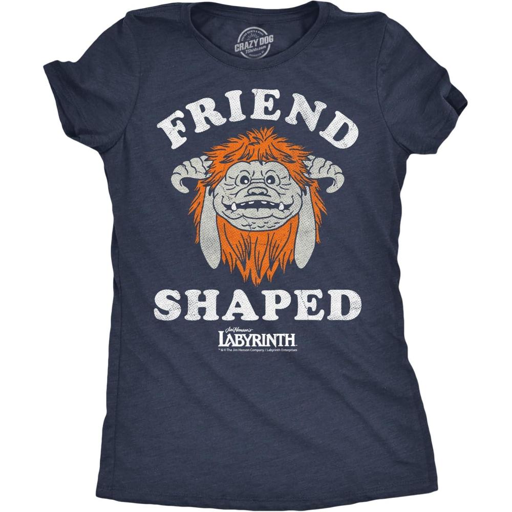 imageWomens Labyrinth T Shirts Cute and Funny Tees from Jim Hensons Labyrinth MovieHeather Navy Friend Shaped