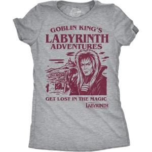 Womens Labyrinth T Shirts Cute and Funny Tees from Jim Henson’s Labyrinth Movie(Light Heather Grey – Goblin Kings Adventures)