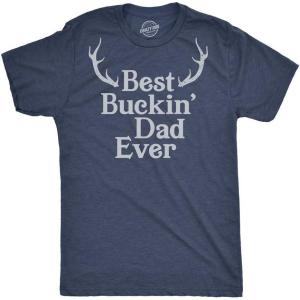 Crazy Dog Mens Funny T Shirt Best Buckin Dad Ever – Fathers Day Tee for Hunting Dad(Heather Navy – Buckin Dad)