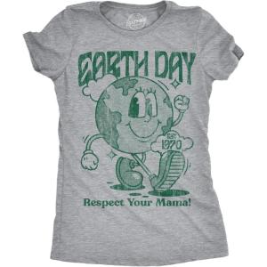 Womens Earth Day Respect Your Mama Funny T Shirts Sarcastic Tee for Ladies(Light Heather Grey – Earth Day)