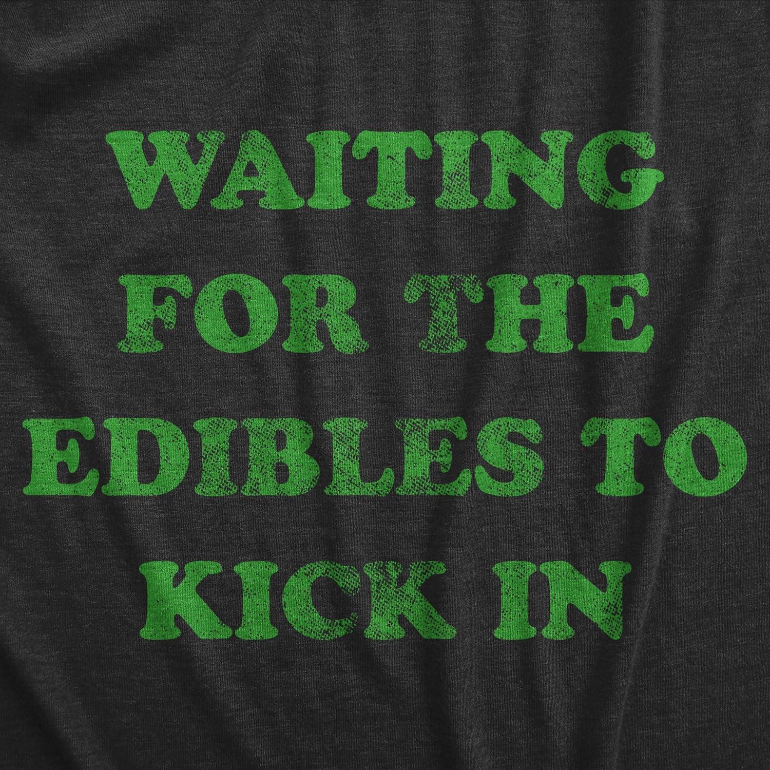 imageCrazy Dog Mens Funny Adult Humor T Shirts Sarcastic 420 Tees for GuysHeather Black Waiting Edibles