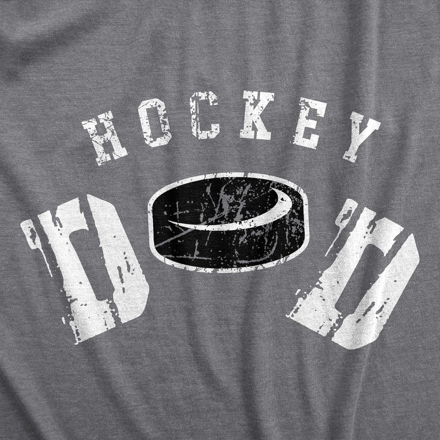 imageMens Hockey Dad T Shirt Funny Cool Ice Hockey Puck Graphic Tee for GuysDark Heather Grey