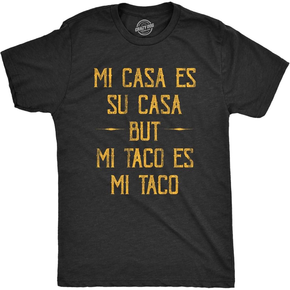 imageCrazy Dog Mens Funny Adult Humor T Shirts Sarcastic 420 Tees for GuysHeather Black Mi Tacos