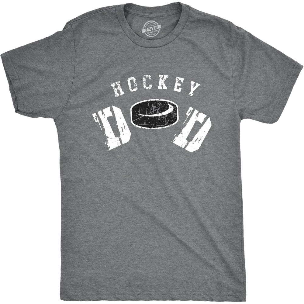 imageMens Hockey Dad T Shirt Funny Cool Ice Hockey Puck Graphic Tee for GuysDark Heather Grey