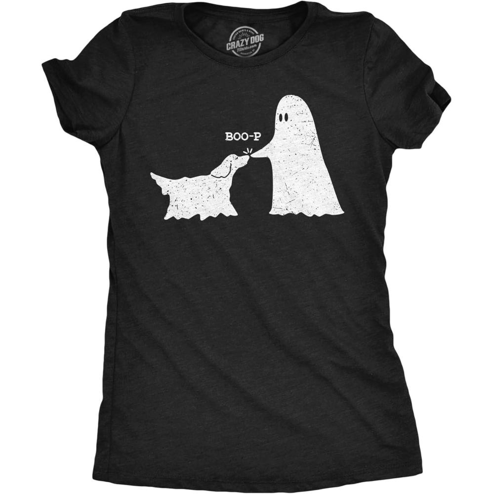 imageWomens Funny T Shirts Boop Sarcastic Halloween Puppy Ghost Graphic Tee for Ladies