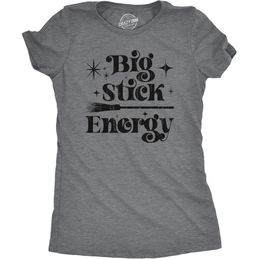 imageWomens Witch T Shirts Funny Wicked Tees with Witchy Designs for LadiesDark Heather Grey Big Stick