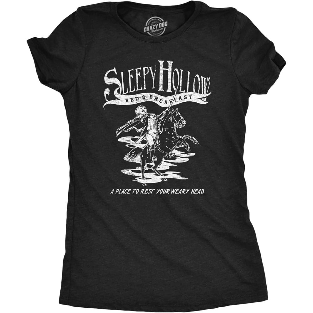 imageWomens Witch T Shirts Funny Wicked Tees with Witchy Designs for LadiesHeather Black Sleepy Hollow Bnb