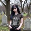 Womens Never Trust The Living T Shirt Funny Halloween Grave Tombstone Joke Tee for Ladies(Heather Black – Trust)