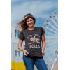 Womens Still Plays with Dolls Funny Creepy Voodoo Curse Tee for Ladies(Heather Black – Dolls)