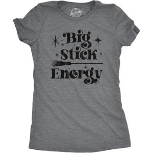 Womens Witch T Shirts Funny Wicked Tees with Witchy Designs for Ladies(Dark Heather Grey – Big Stick)