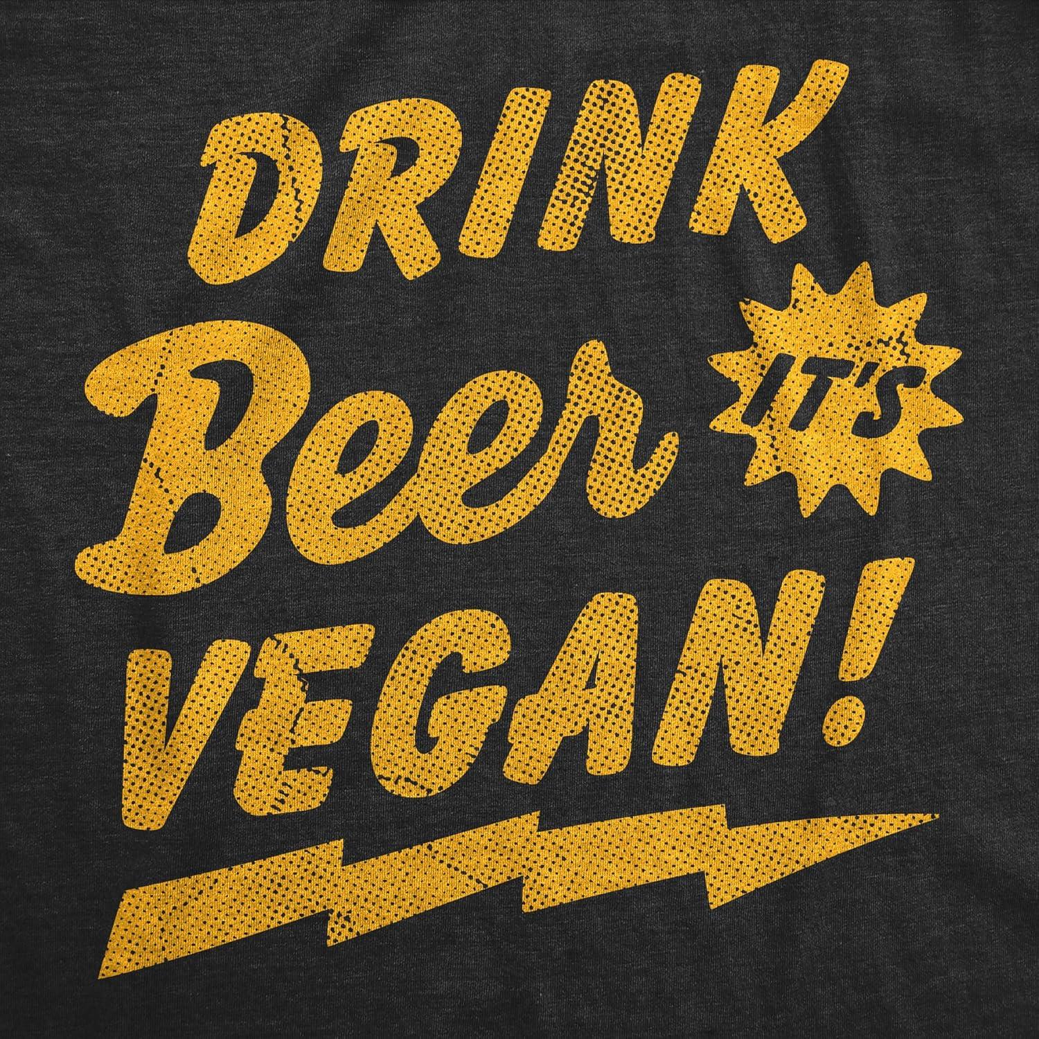 imageMens Funny T Shirts Drink Beer Its Vegan Sarcastic Drinking Tee for MenHeather Black Drink Beer Vegan