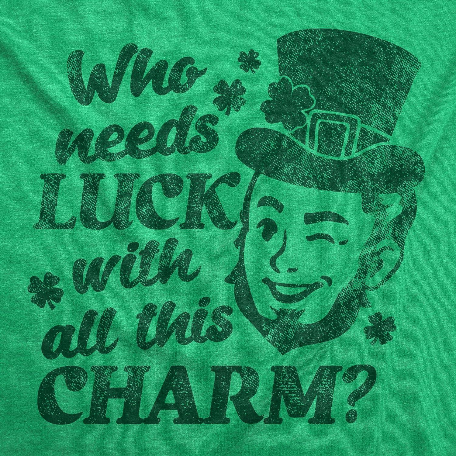 imageMens Funny T Shirts Winking Leprechaun Who Needs Luck with All This Charm Tee for Men