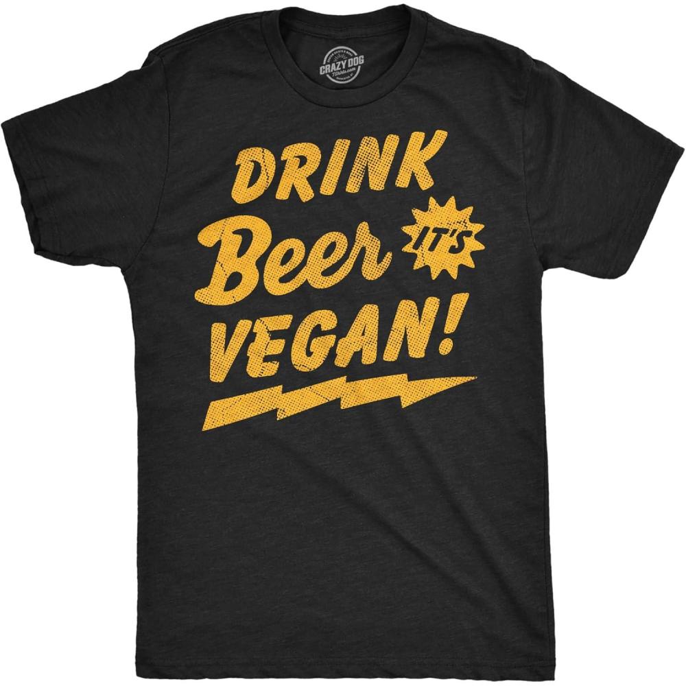 imageMens Funny T Shirts Drink Beer Its Vegan Sarcastic Drinking Tee for MenHeather Black Drink Beer Vegan