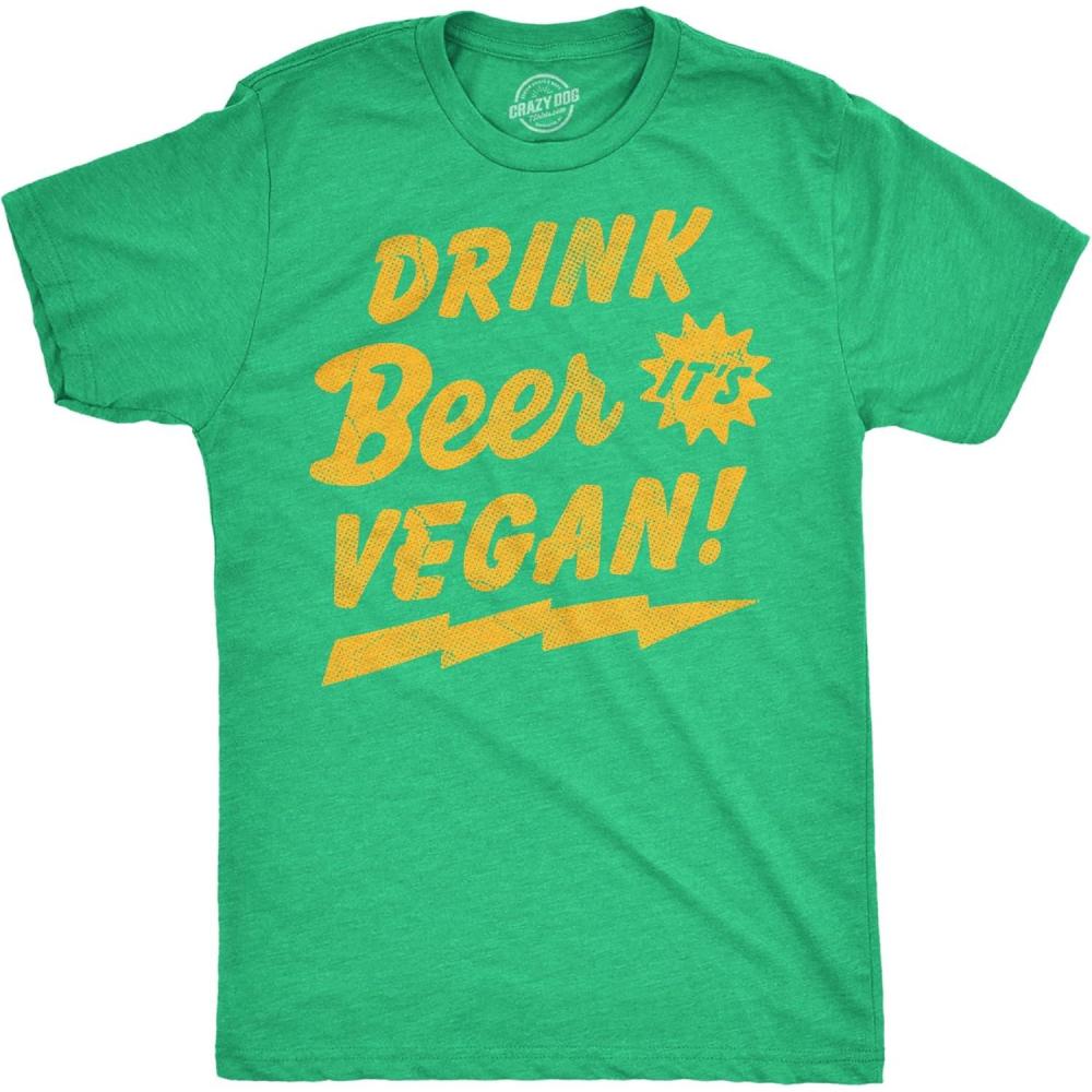 imageMens Funny T Shirts Drink Beer Its Vegan Sarcastic Drinking Tee for MenHeather Green Drink Beer Vegan