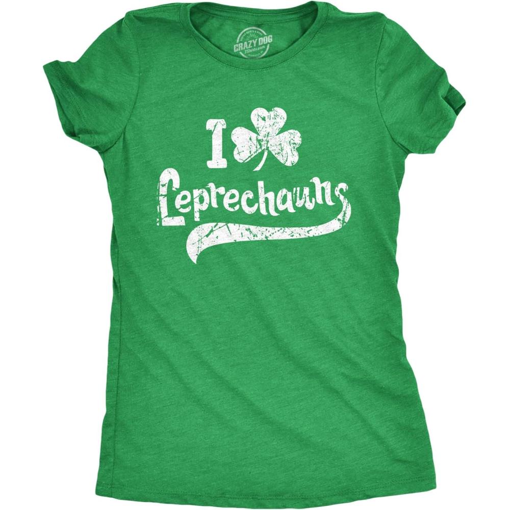 imageWomens I Clover Leprechauns T Shirt Funny Saint Patricks Day Irish Patty TeeHeather Green